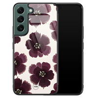 TMK Samsung Galaxy S22 glazen hardcase - Burgundy flowers
