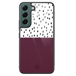 TMK Samsung Galaxy S22 glazen hardcase - Burgundy dots