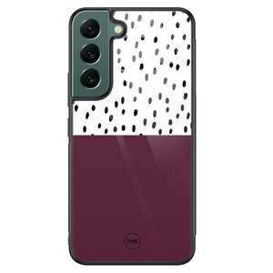 TMK Samsung Galaxy S22 glazen hardcase - Burgundy dots