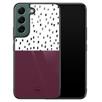 TMK Samsung Galaxy S22 glazen hardcase - Burgundy dots