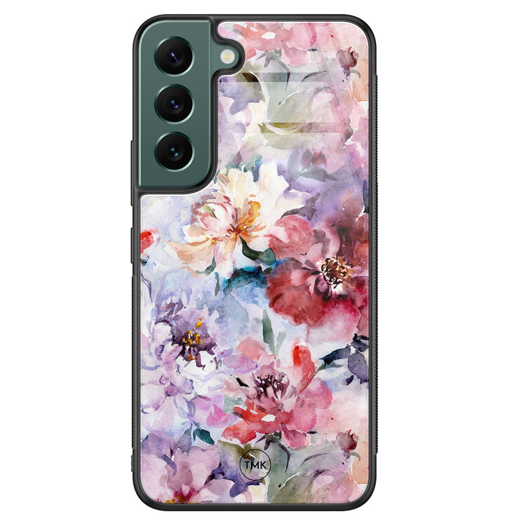 Casevibes Samsung Galaxy S22 glazen hardcase - Bloemen acryl
