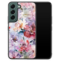 TMK Samsung Galaxy S22 glazen hardcase - Bloemen acryl