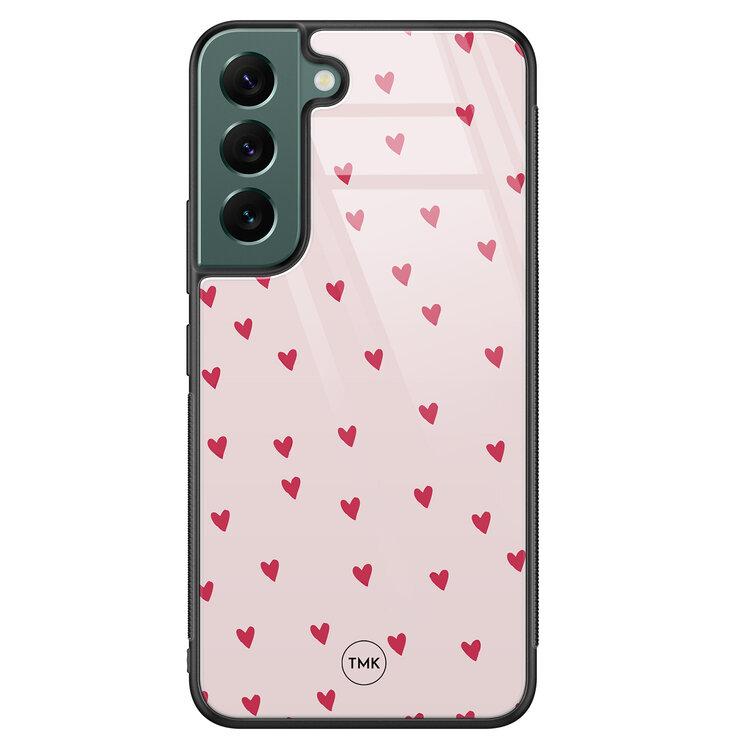 TMK Samsung Galaxy S22 glazen hardcase - Cute hearts