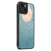 TMK iPhone 15 glazen hardcase - Moon birds