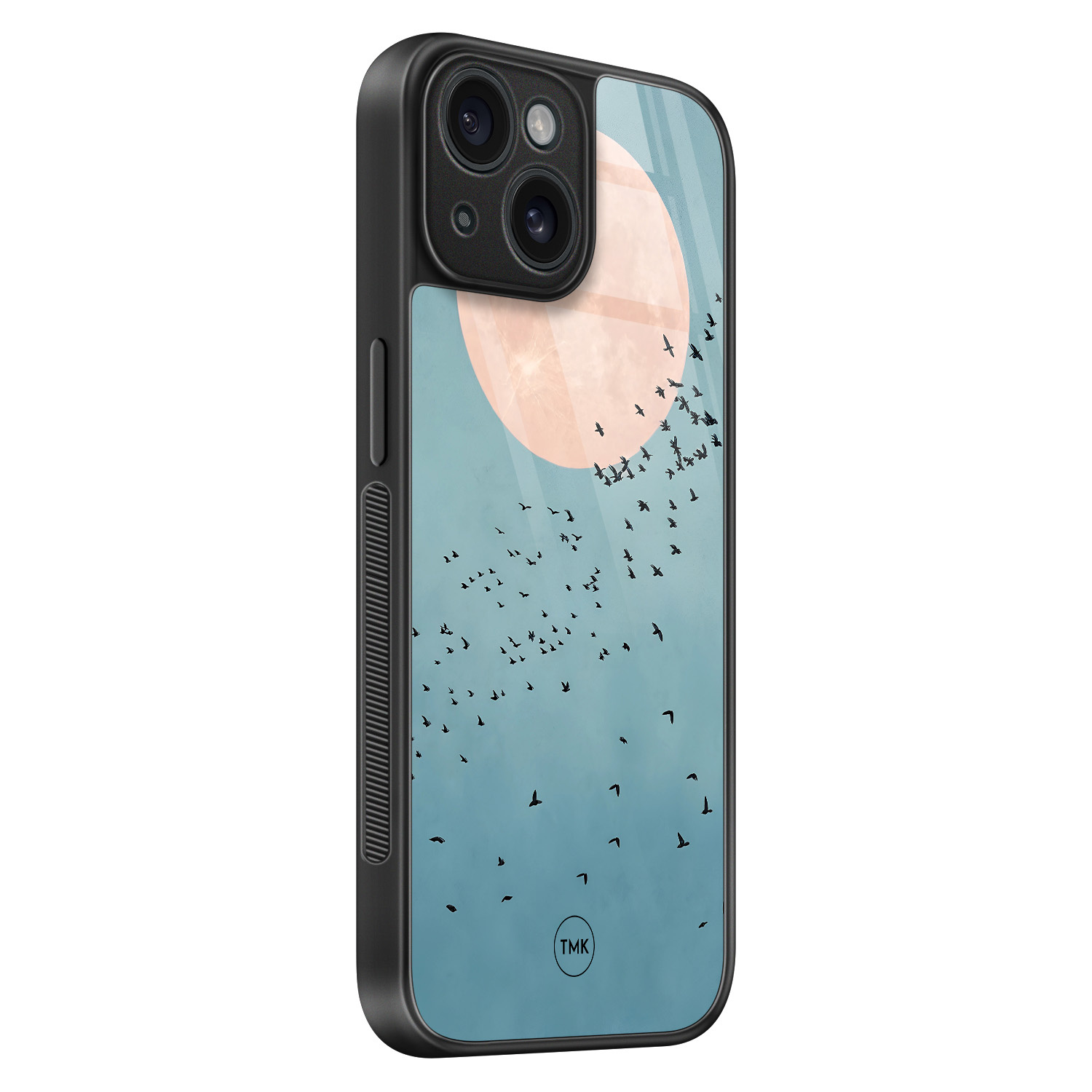 TMK iPhone 15 glazen hardcase - Moon birds
