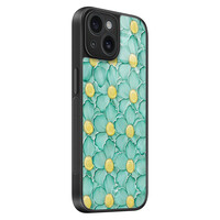 TMK iPhone 15 glazen hardcase - Mint blossom