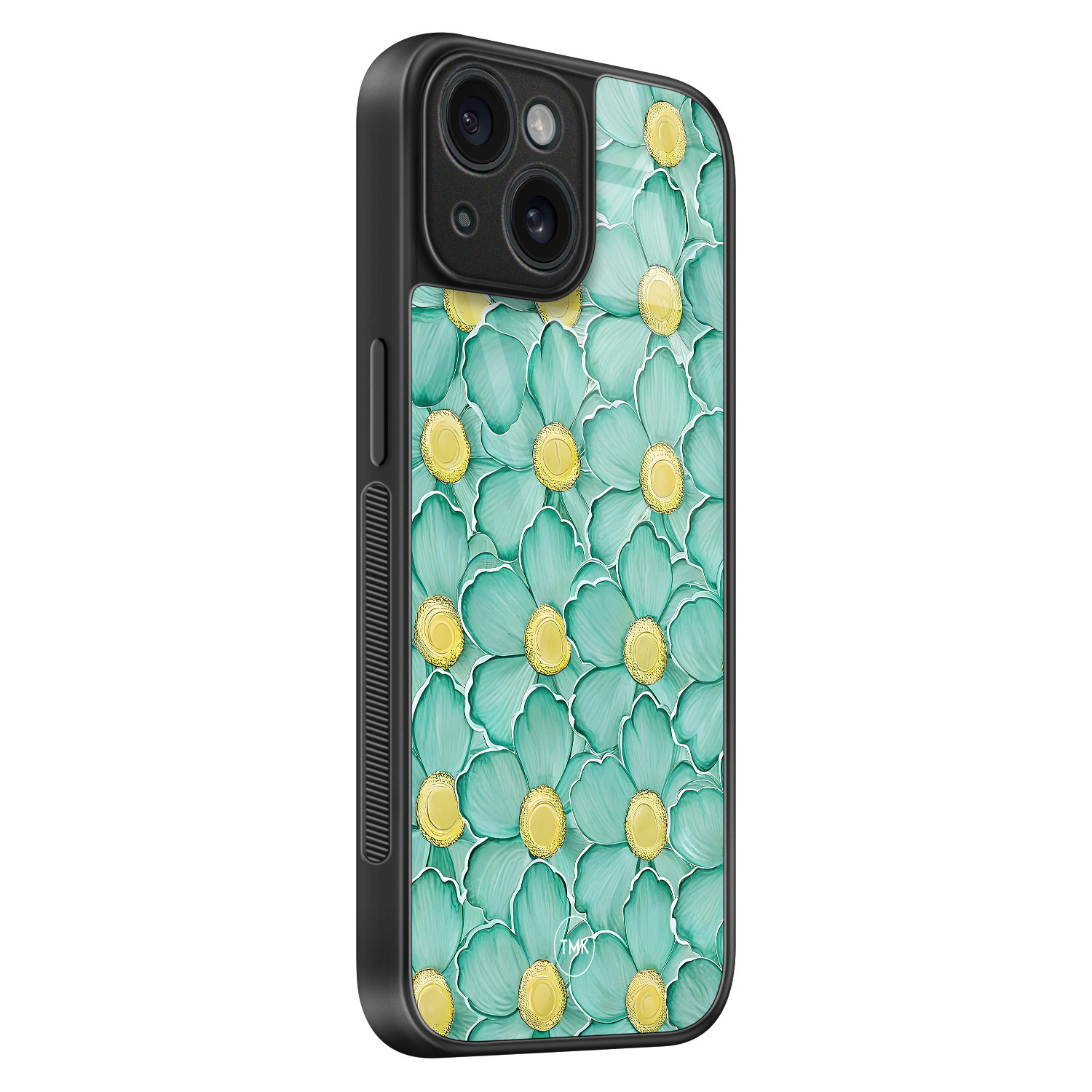 TMK iPhone 15 glazen hardcase - Mint blossom