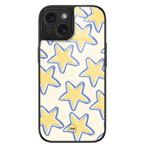 Casevibes iPhone 15 glazen hardcase - Retro stars