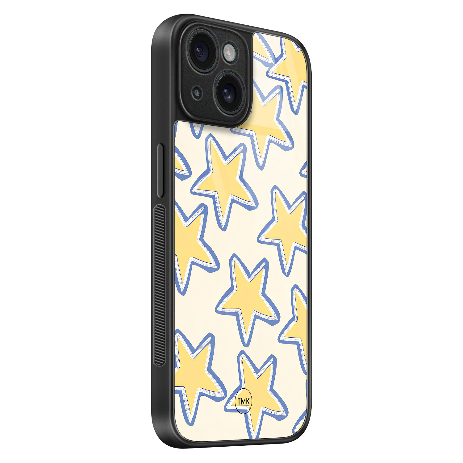 TMK iPhone 15 glazen hardcase - Retro stars