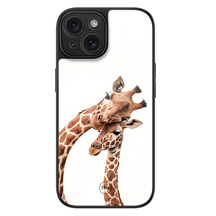 TMK iPhone 15 glazen hardcase - Giraffen
