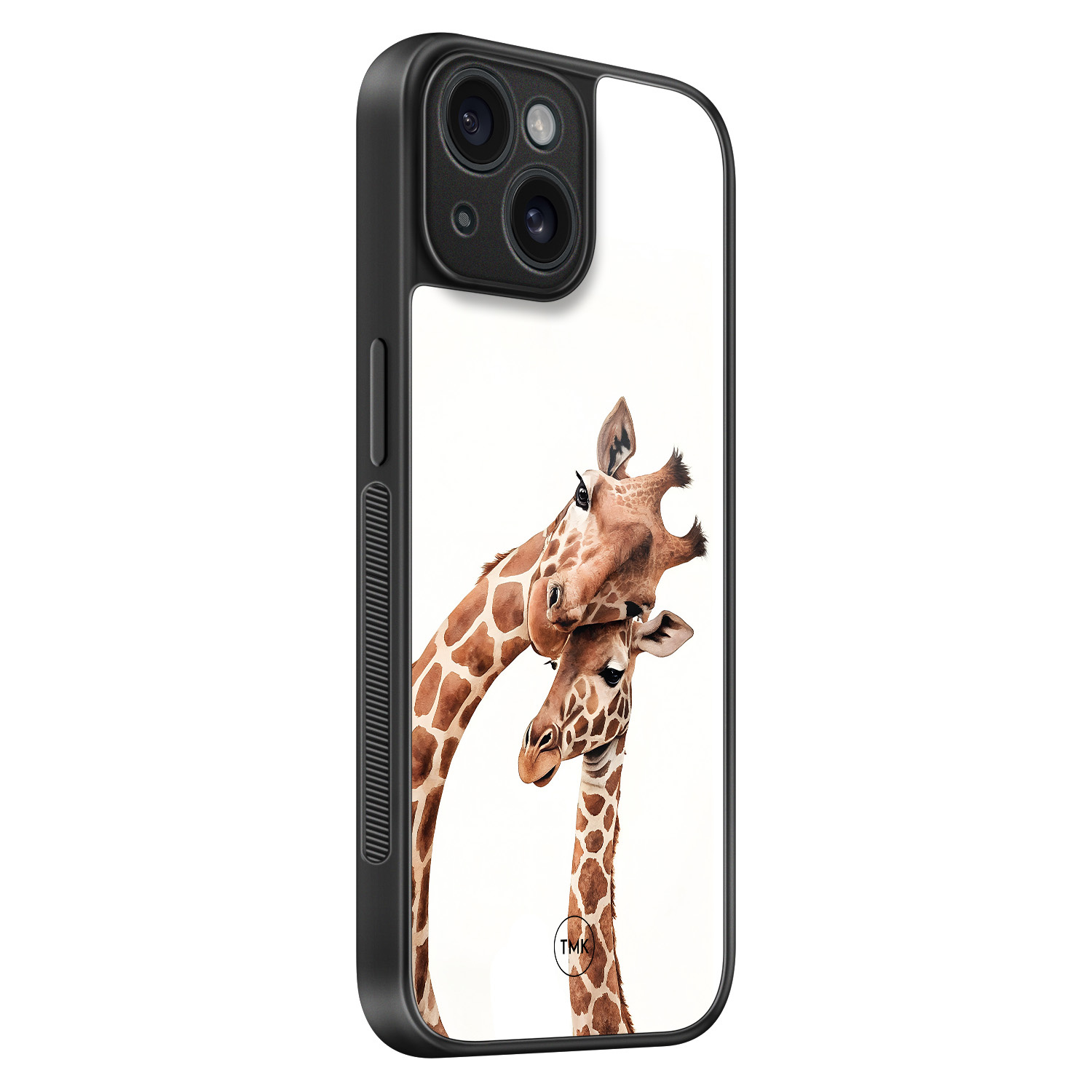 TMK iPhone 15 glazen hardcase - Giraffen