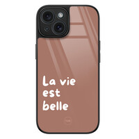TMK iPhone 15 glazen hardcase - La vie est belle