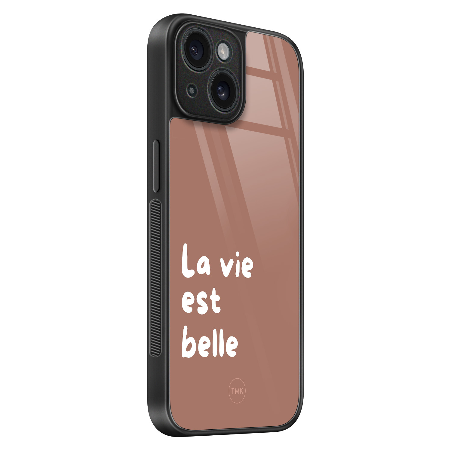 TMK iPhone 15 glazen hardcase - La vie est belle