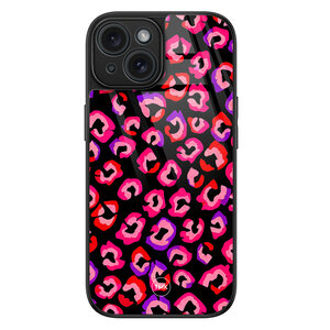 TMK iPhone 15 glazen hardcase - Luipaard neon