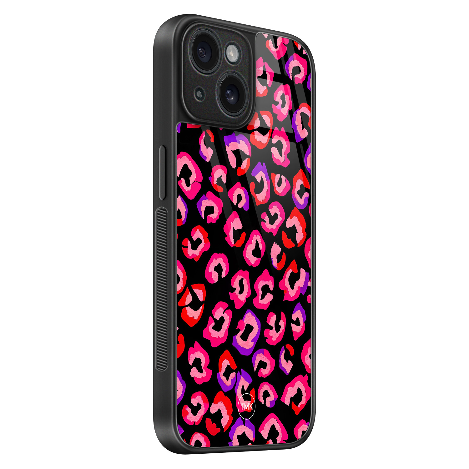 TMK iPhone 15 glazen hardcase - Luipaard neon