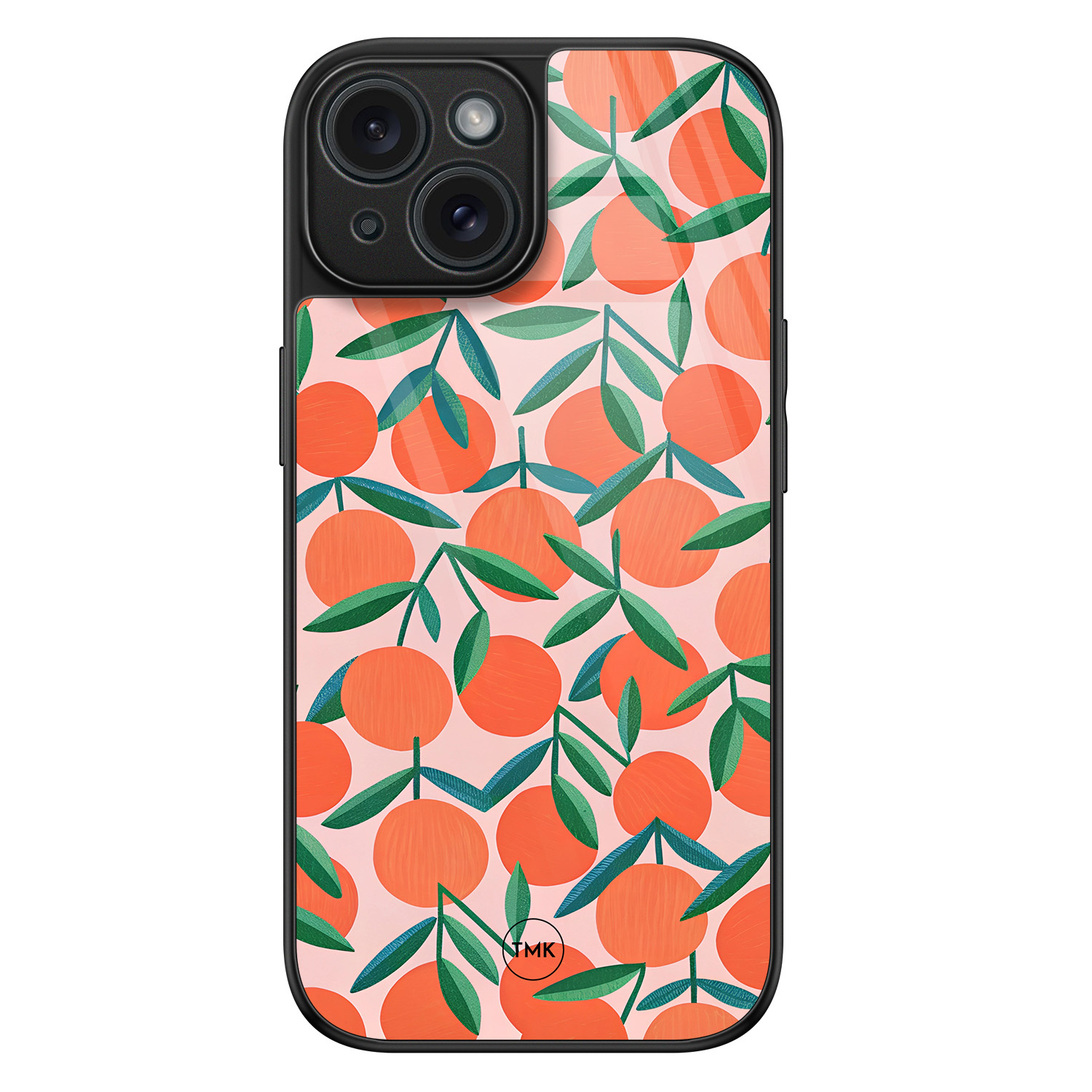 TMK iPhone 15 glazen hardcase - Sweet oranges