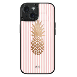 TMK iPhone 15 glazen hardcase - Ananas roze