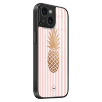 TMK iPhone 15 glazen hardcase - Ananas roze
