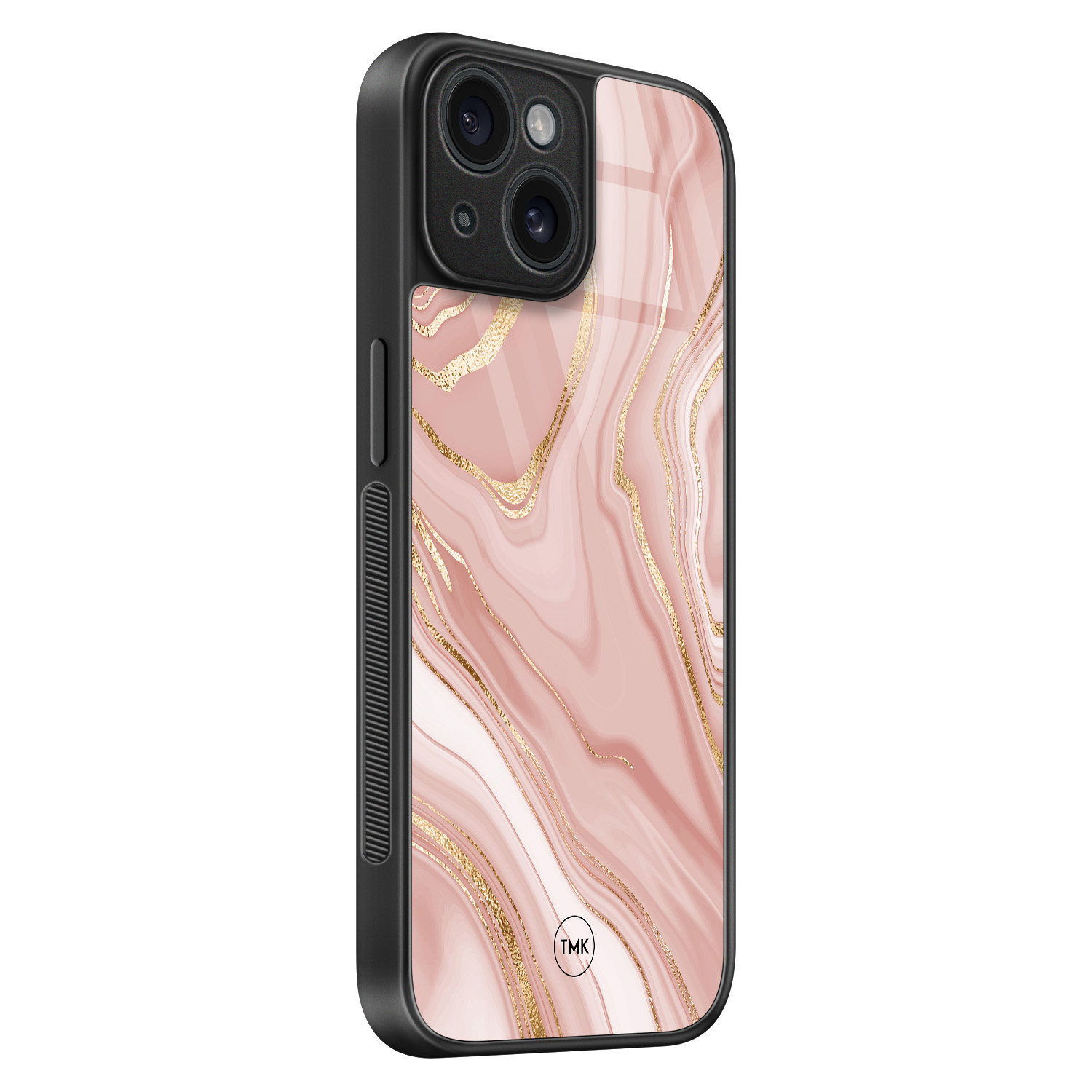 TMK iPhone 15 glazen hardcase - Rose marble
