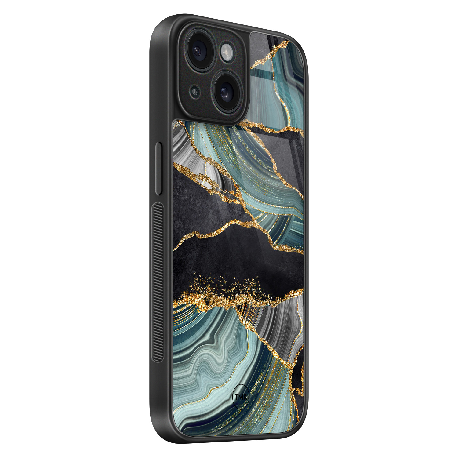 TMK iPhone 15 glazen hardcase - Marble jade stone
