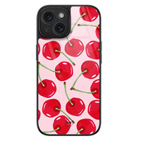 TMK iPhone 15 glazen hardcase - Sweet cherry