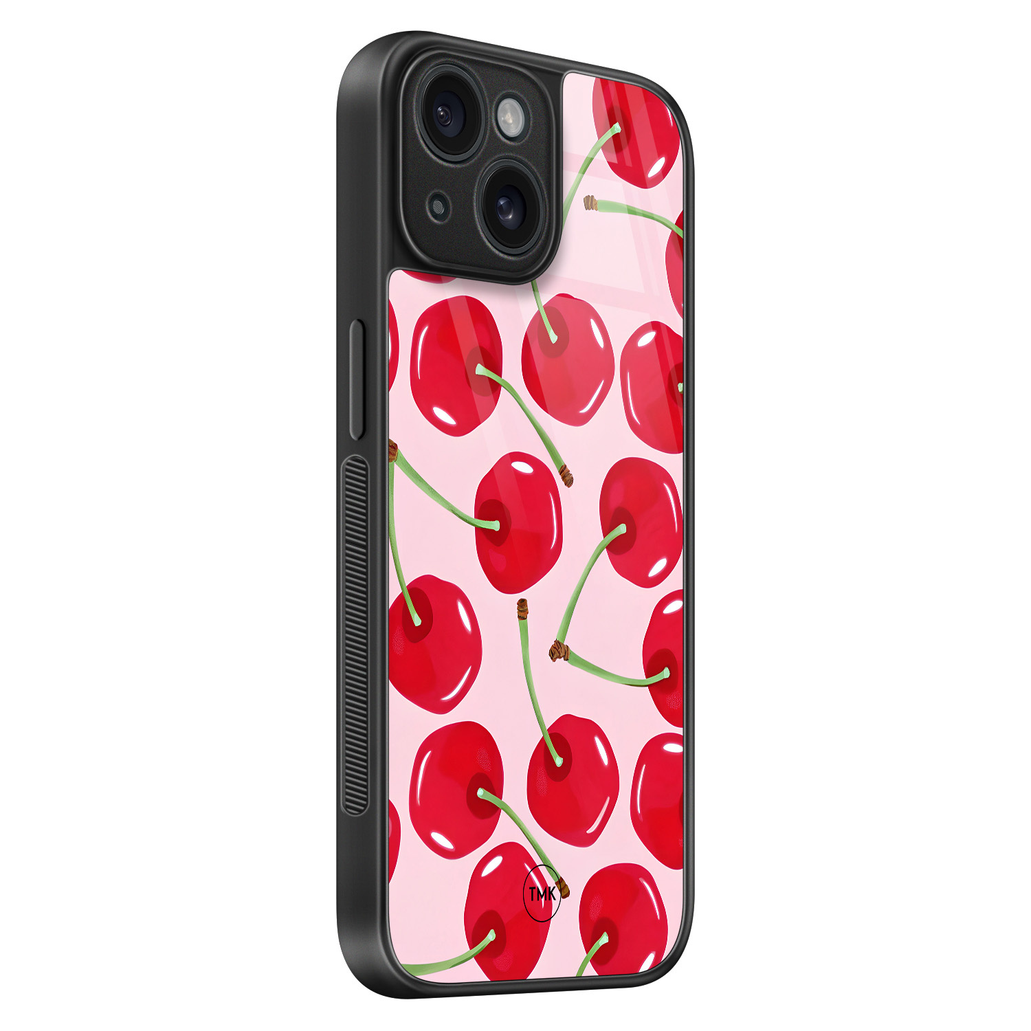 TMK iPhone 15 glazen hardcase - Sweet cherry