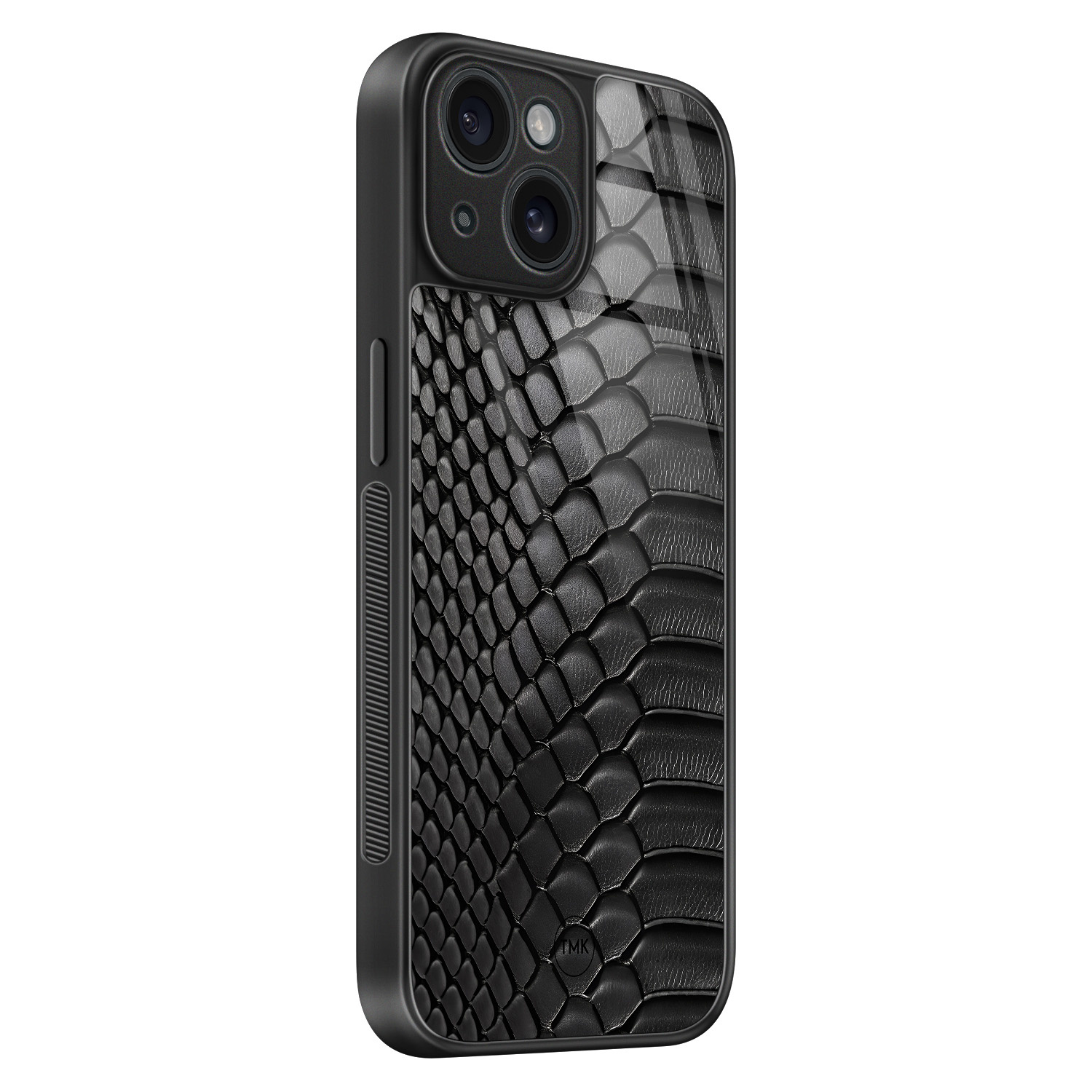 TMK iPhone 15 glazen hardcase - Black snake