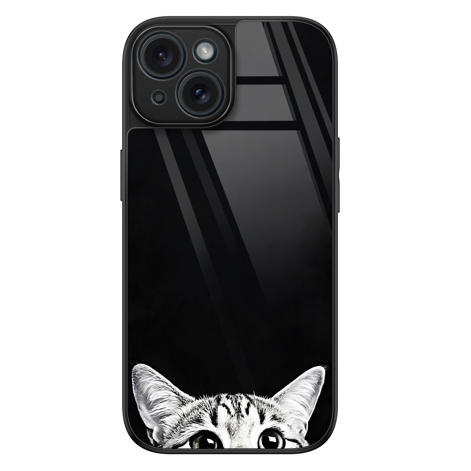 TMK iPhone 15 glazen hardcase - Kat kiekeboe