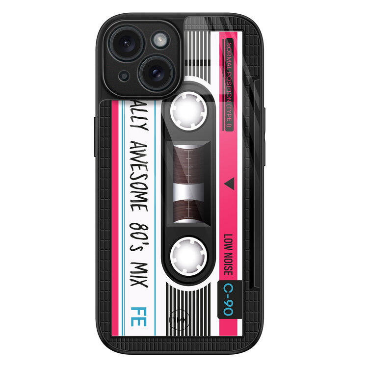 Casevibes iPhone 15 glazen hardcase - Cassette