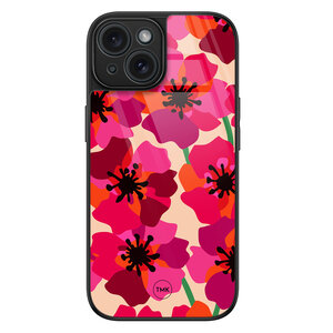 Casevibes iPhone 15 glazen hardcase - Pink floral bliss