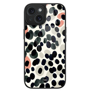 Casevibes iPhone 15 glazen hardcase - Modern dots