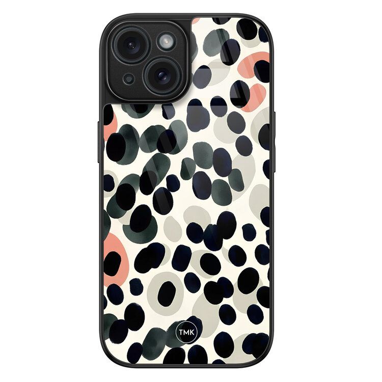 TMK iPhone 15 glazen hardcase - Modern dots