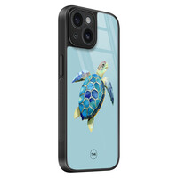 TMK iPhone 15 glazen hardcase - Schildpad
