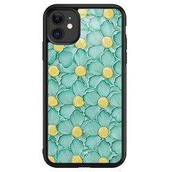 TMK iPhone 11 glazen hardcase - Mint blossom