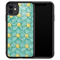 TMK iPhone 11 glazen hardcase - Mint blossom