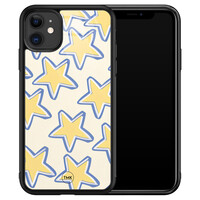 TMK iPhone 11 glazen hardcase - Retro stars