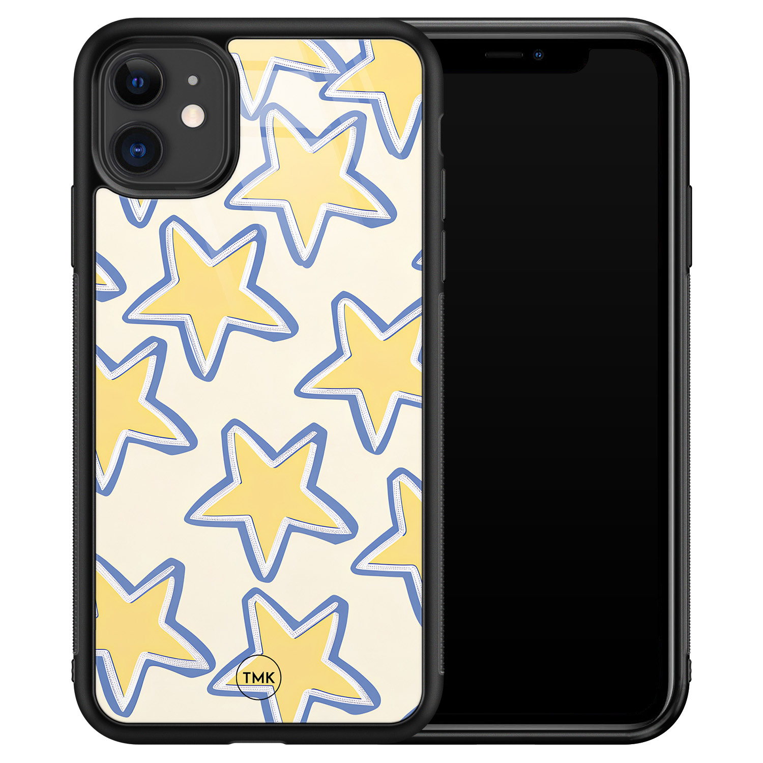 TMK iPhone 11 glazen hardcase - Retro stars