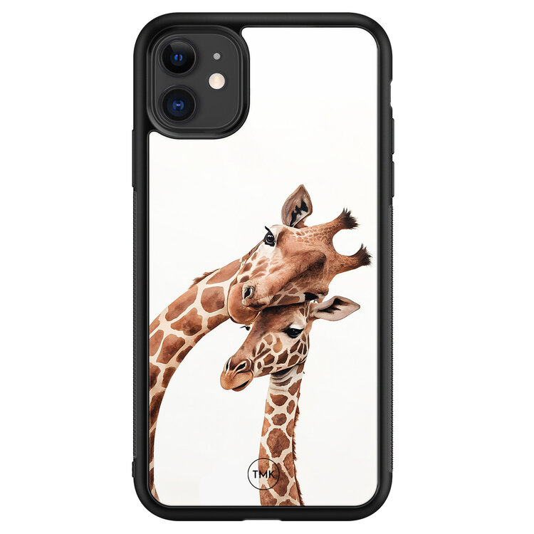 TMK iPhone 11 glazen hardcase - Giraffen