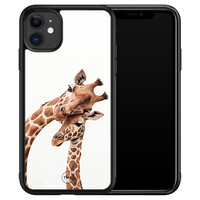TMK iPhone 11 glazen hardcase - Giraffen