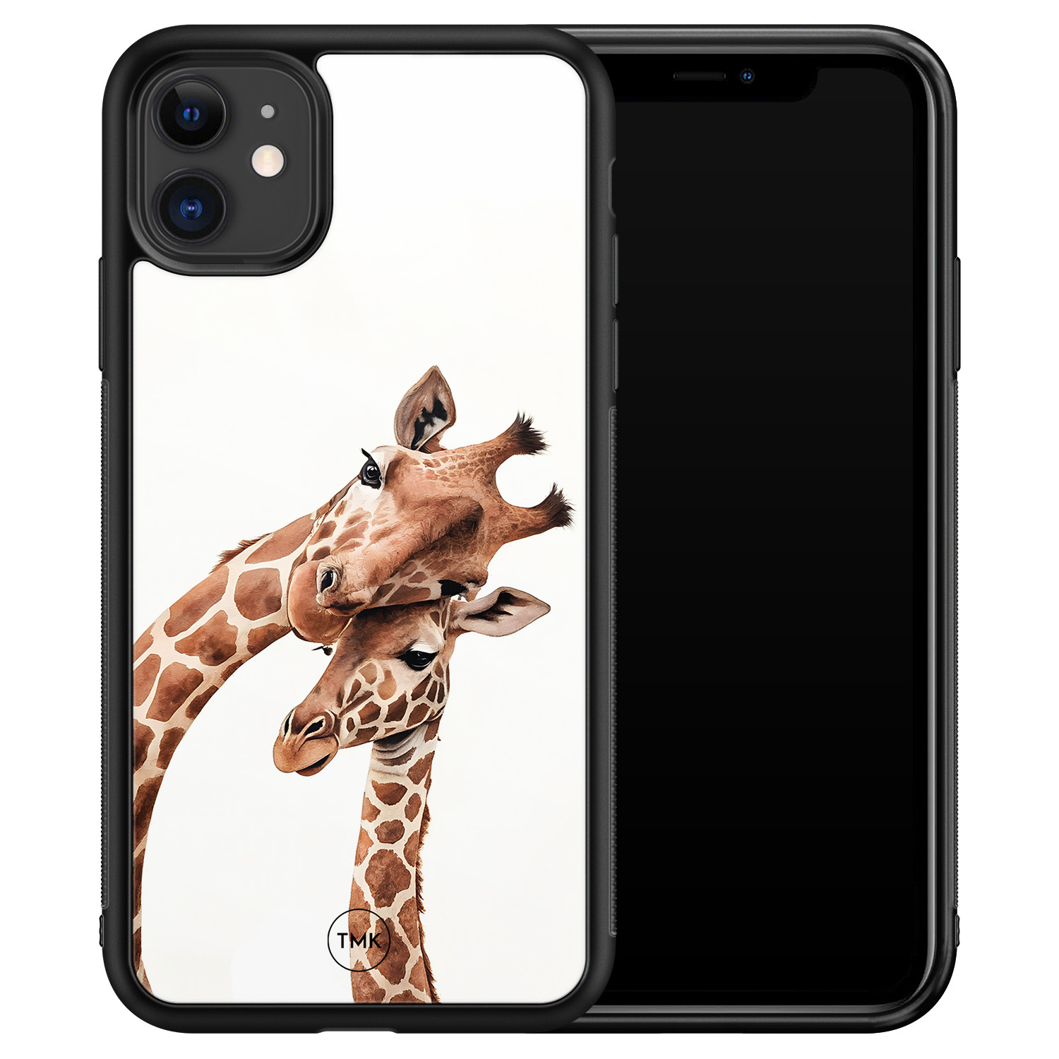 TMK iPhone 11 glazen hardcase - Giraffen