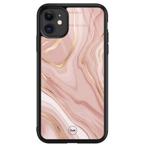 TMK iPhone 11 glazen hardcase - Rose marble