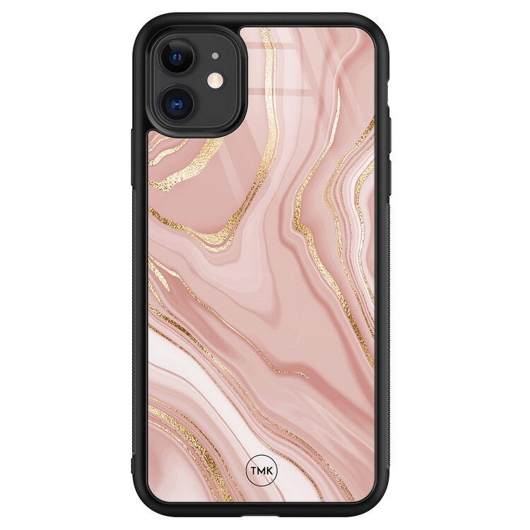 Casevibes iPhone 11 glazen hardcase - Rose marble