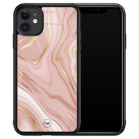TMK iPhone 11 glazen hardcase - Rose marble
