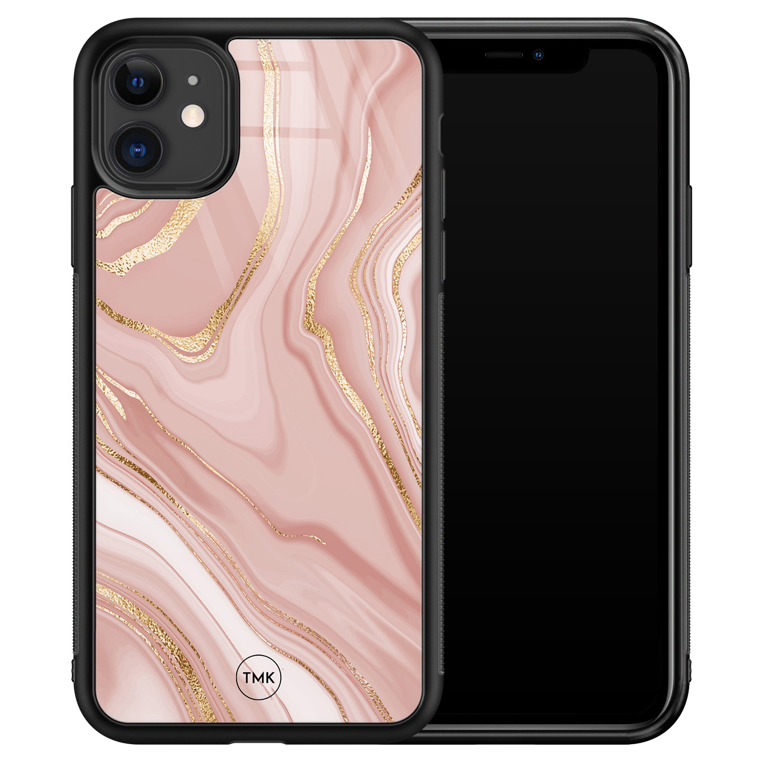 TMK iPhone 11 glazen hardcase - Rose marble