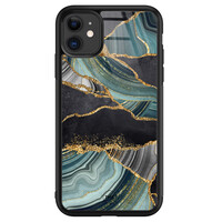 TMK iPhone 11 glazen hardcase - Marble jade stone
