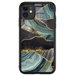 TMK iPhone 11 glazen hardcase - Marble jade stone