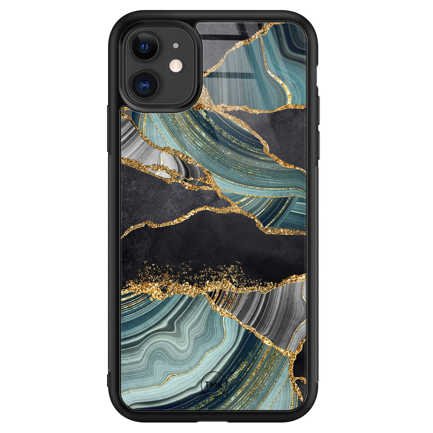 TMK iPhone 11 glazen hardcase - Marble jade stone