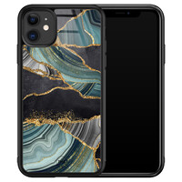 TMK iPhone 11 glazen hardcase - Marble jade stone