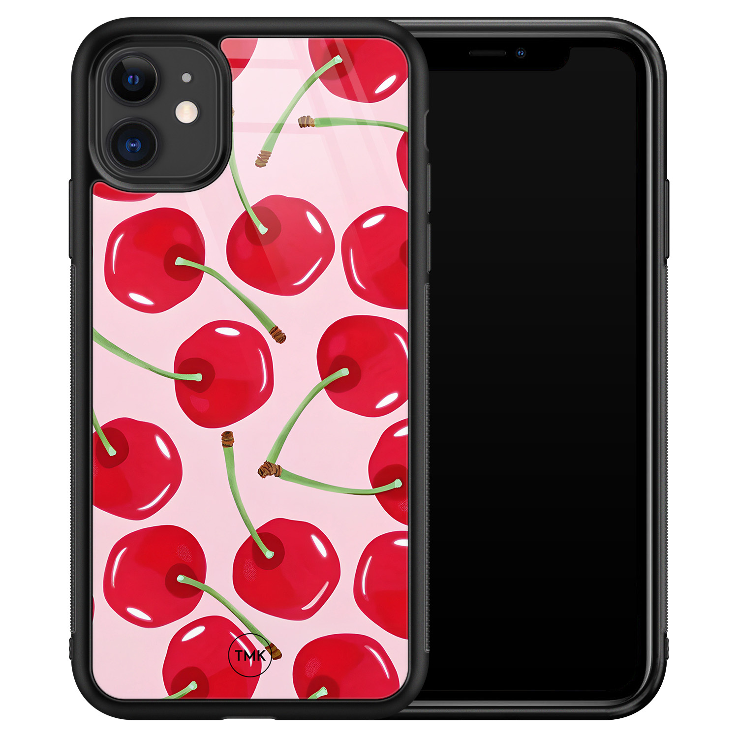 TMK iPhone 11 glazen hardcase - Sweet cherry