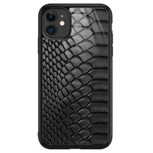 TMK iPhone 11 glazen hardcase - Black snake